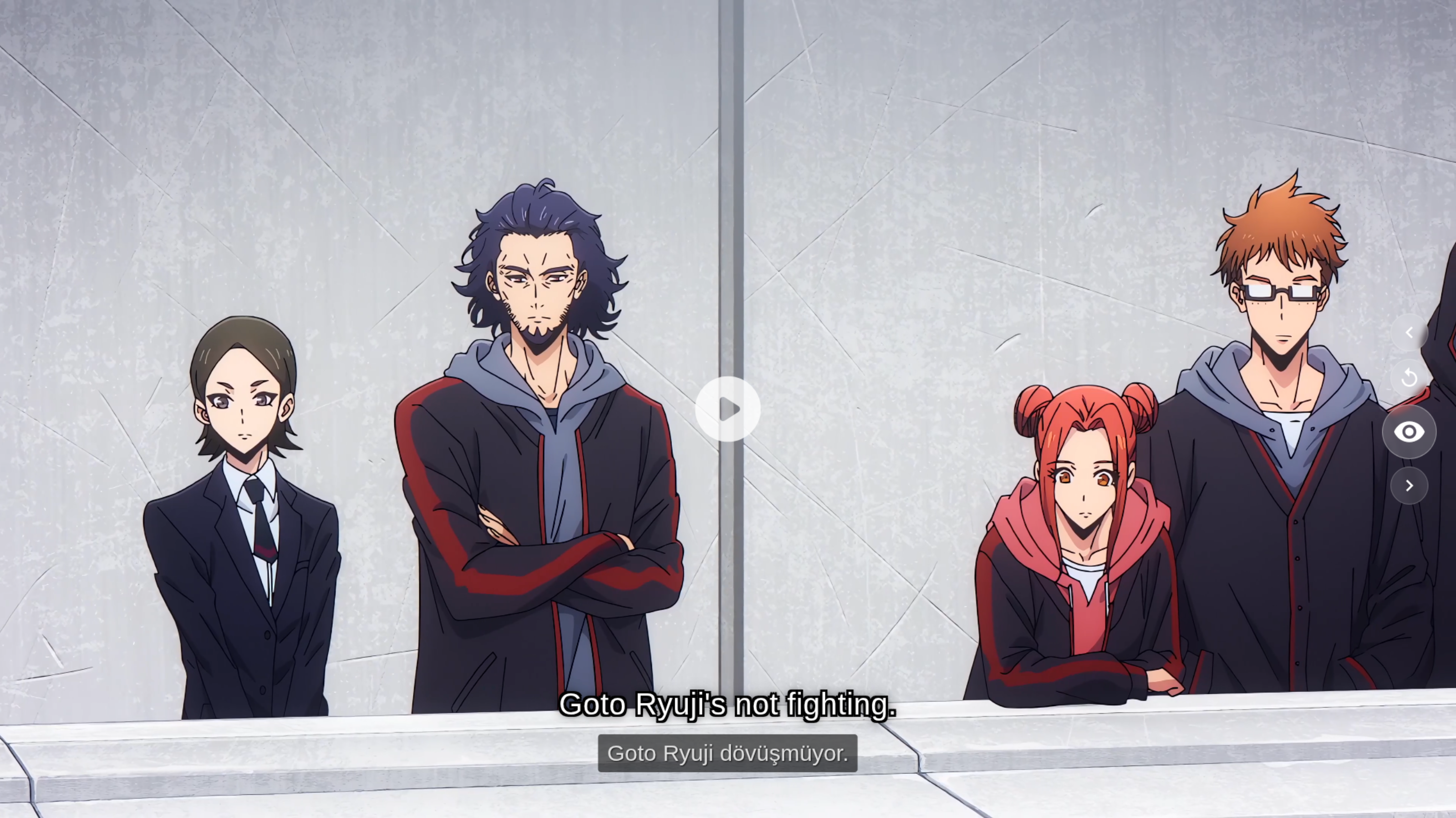 VocaSub showing dual subtitles on an anime scene with English primary and Turkish secondary subtitle